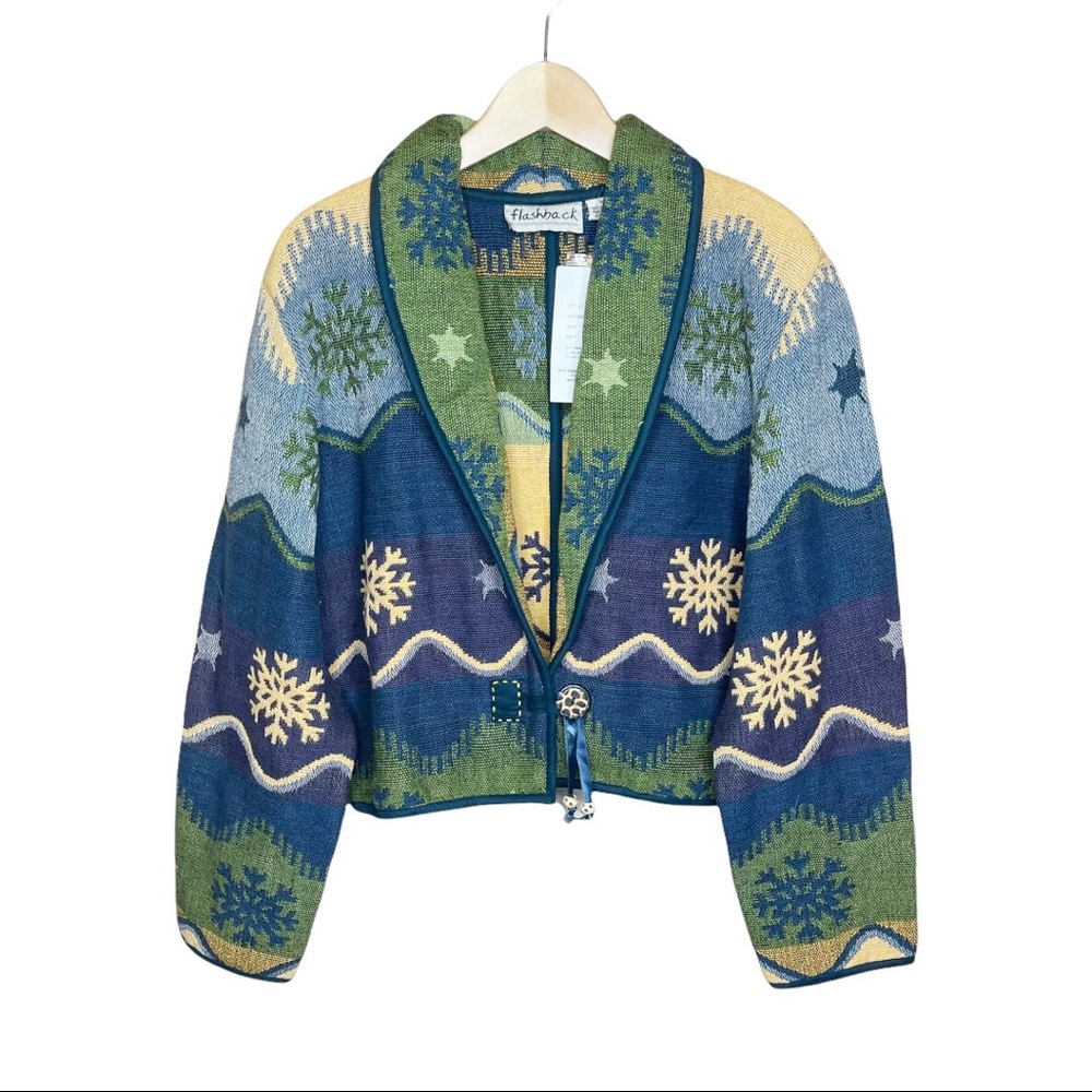 Vintage NWT NOS 90s Flashback Tapestry Winter Snowflake Jacket Size Medium
